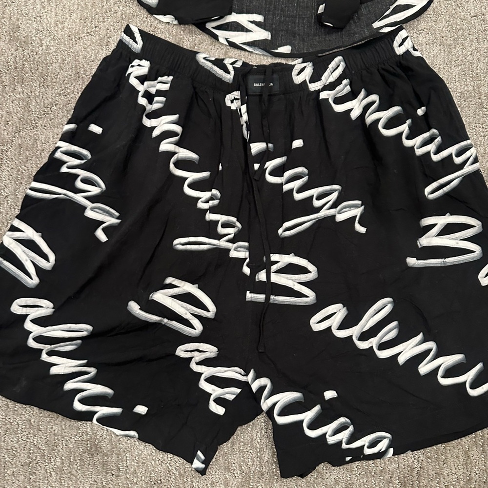 100% Authentic Balenciaga Logo Script Shorts